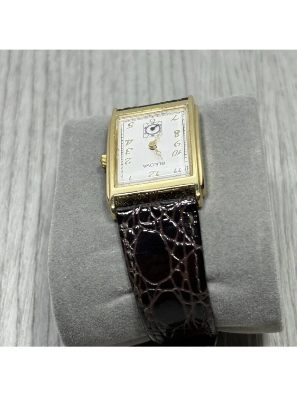 Vintage Bulova Watch Co Men's Watch Black Leather Band - Needs Battery